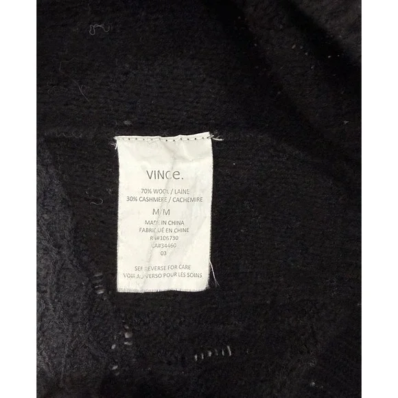 Vince Wool Cashmere Ombre Knit Sweater Women's M Black Grey White Cable Knit - Picture 6 of 7